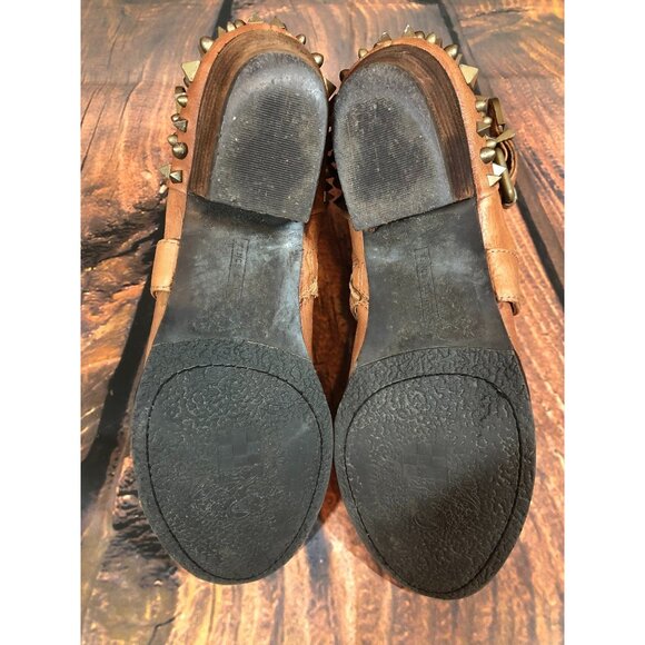 Vince Camuto Marcin Cognac Brown Studs Spikes Ankle Boots Womens 8 B (g5c) - Picture 6 of 10